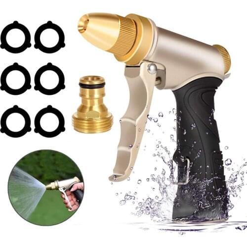 High Pressure Gun Sprayer Watering Spray Nozzle Garden Sprayer Nozzle Car Widely Used Silver Durable USS Garden Hose Nozzle