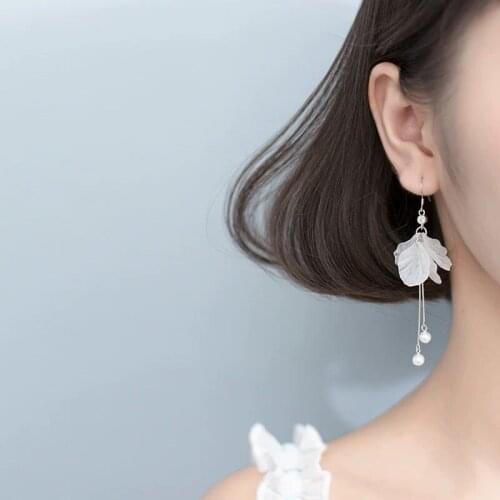 S925 Sterling Silver Original Tassel Dangle Earrings Trendy Crook Stud Ear Hook Shiny Zircon Eternal Flower Petals Pearl Eardrop