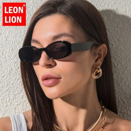 LeonLion 2021 Oval Retro Sunglasses Women Small Glasses for Women/Men High Quality Eyewear Women Round Gafas De Sol Hombre