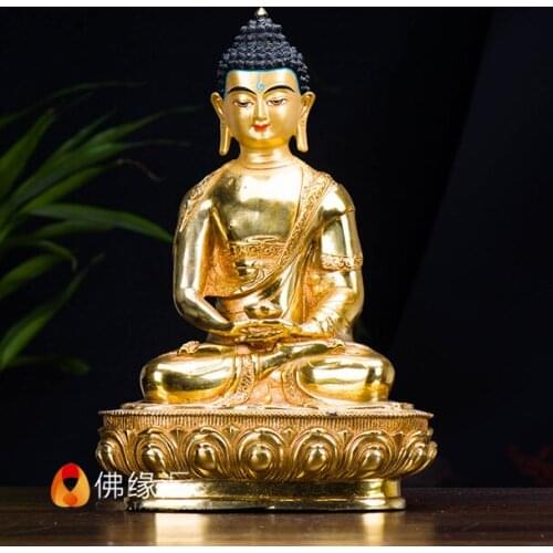 SPECIAL OFFER -HOME PATRON SAINT BUDDHISM INDIA NEPAL HANDMADE GILDING MERCIFUL AMITABHA BUDDHA STATUE 30CM