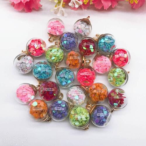10pcs Fashion Shiny Love 16mm Glass Ball Jewelry Making Handmade DIY Pendant Necklace Bracelet Hair Rope Parts Accessories