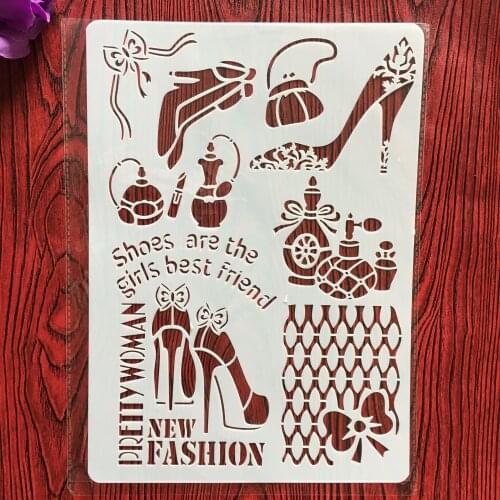 High heels Girls shoes A4 29*21cm DIY Stencils Wall Painting Scrapbook Coloring Embossing Album Decorative Paper Card Template