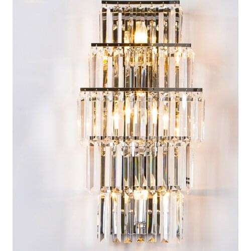 Indoor Crystal Wall Lamp Long crystal Bar Wall Light Led terrace light Living Room Wall sconce Hotel Lobby Led Wall fixtures
