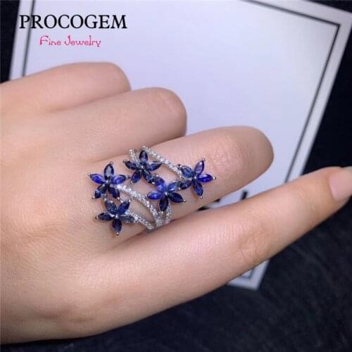 Beautiful Natural Sapphire Rings for Women Party gifts 2x4mm Faceted Genuine gemstones Fine jewelry 925 Sterling Silver #436