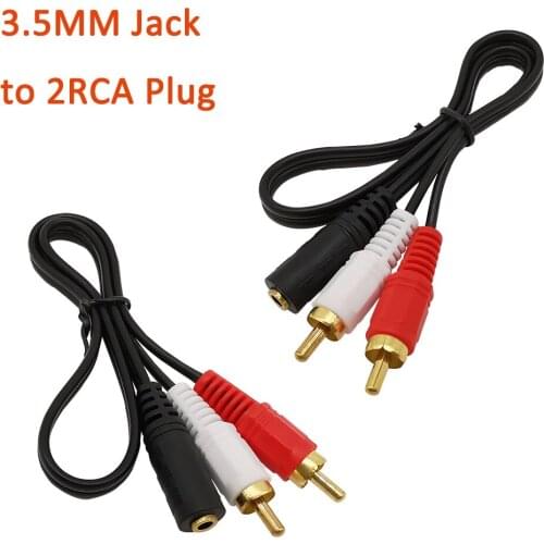 2Pcs/Lot 3.5mm Headphone Aux Audio Y Cable Splitter Connector 3.5mm Stereo Audio Female Jack to 2 RCA Male Plug Y Wire Adapter