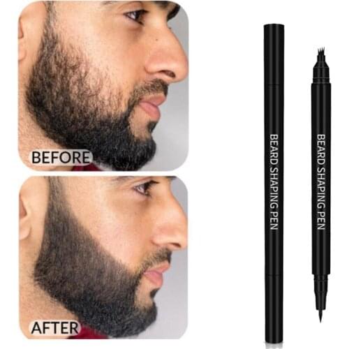 2 in1 New Hot sale Beard Pen Beard Filler Pencil And Brush Beard Enhancer Waterproof Moustache Coloring Shaping Tool Hair Pencil