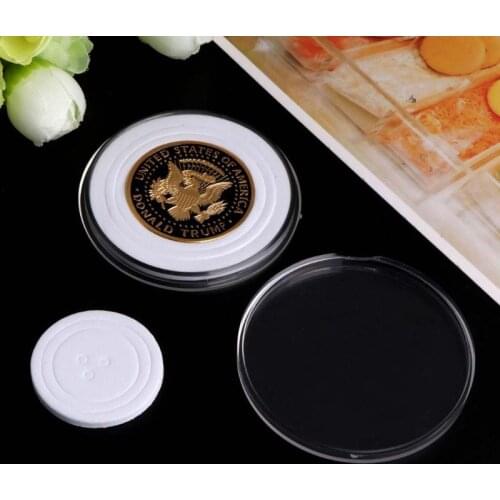 20Pcs Clear Round 46mm Direct Fit Airtight Coin Capsules Holder Display Storage Case With Adjustable EVA Gasket Pad Ring 16-40mm