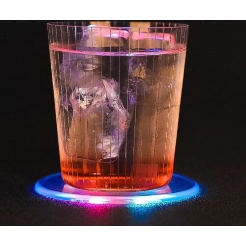 3Pcs Colorful Car Led Cup Flash Light Coaster Cup Mat Bar Restaurant Decor Round Bottle Stickers Auto Inside Parts