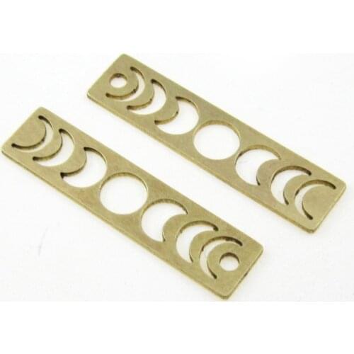 Brass earring charm Brass moon phase pendant 25x6x0.8mm Raw brass necklace findings -6pcs R1455