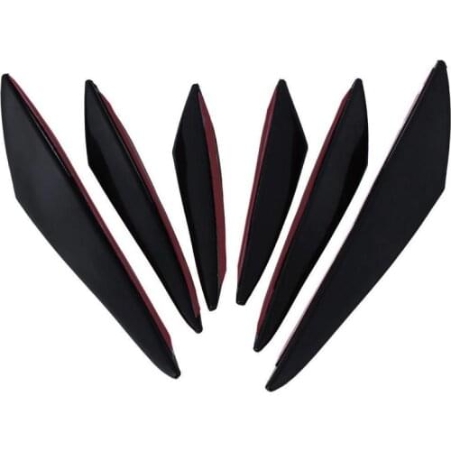 6pcs Car Front Bumper Lip Splitter Canards Carbon Fiber Spoiler Fins Refit Black
