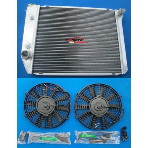 Aluminum Universal Radiator + Fan For Ford Falcon XA/XB/XC/XD/XE Fairmont Cleveland 302/351 V8 1972-1984 AT 83 82 81