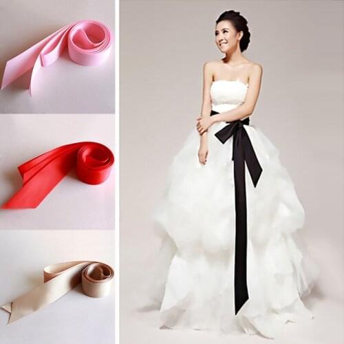 Satin Ribbon Wedding Belt/Bridal Sash/Evening Dress Belt 4cm Duble Faced Silk Ribbon Waistband DIY Bowknot Gift Wrapping Ribbon