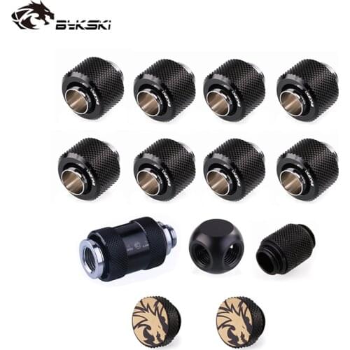 BYKSKI Water Cooling fittings for PC G'1/4 Plug 3-Way Connectors External Thread For Hose Tube 360 degree Rotary Connectors Pipe