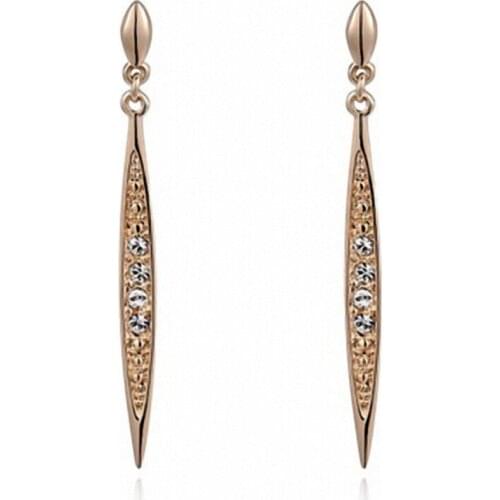 DANS ELEMENT New Fashion Sale Austrian Crystal Real Big Brand Elegant New Arrival Leaf Drop Earrings #RA21053