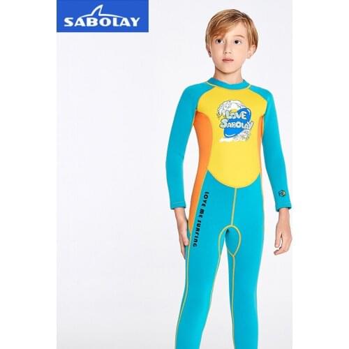 Childrens Diving Suit Full Body One Piece Swimsuit 2MM Neoprene Wetsuit Swimwear Warm Quick Drying Kid Boy Surf Snorkeling Suit