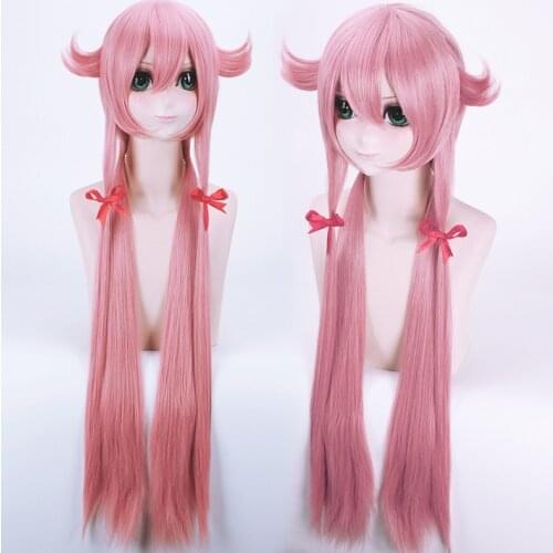 The Future Diary Gasai Yuno Cosplay Wig 100cm fake hair Mirai Nikki Costume Accessories women girls Synthetic Hair party wigs
