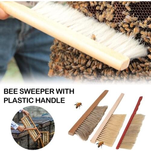 Beekeeping Tools Wood Honey Brush Wasp bee Sweep Two Rows Of Horse Tail Hair New Bee Brush Beekeeping Equipment