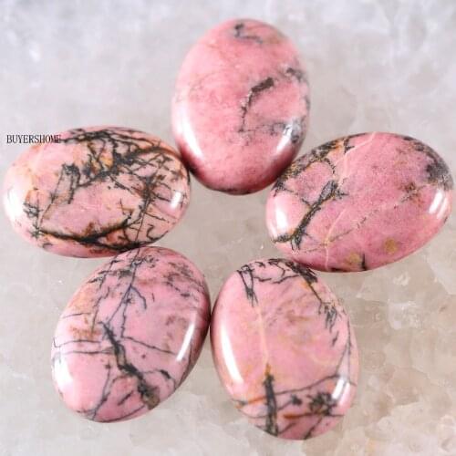18x25MM&15x20MM CAB Cabochon 5Pcs Oval Natural Stone Bead For Making Necklace Bracelet Earrings Pink Rhodonite K568