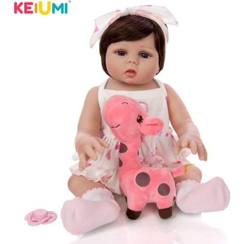KEIUMI New 18 Inch 42 cm Realistic Cute Reborn Baby Girl Full Silicone Body Reborn Doll Kid Playmate Baby Toy Girl Birthday Gift