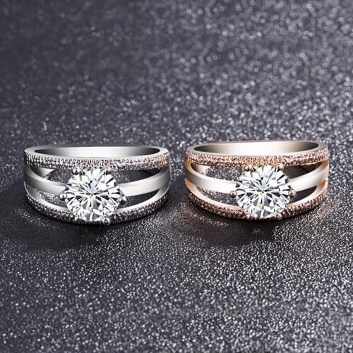2 Colors Austrian Crystals Ring Rose Gold Color Anelli Flower Ring Bague Engagement Anillos Anel Rings For Women Wedding Ring