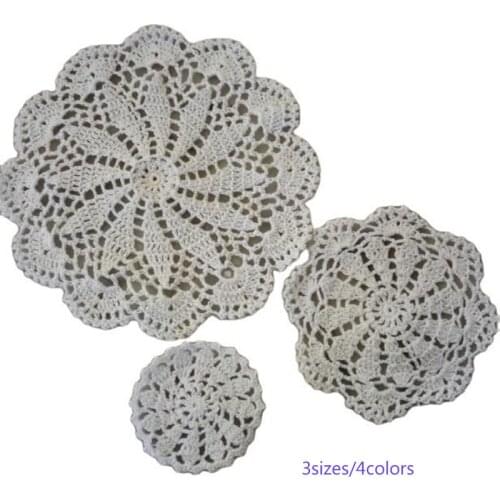 TOP Round Lace crochet Placemat coffee cotton Table place Mat cloth Doily Cup tea Coaster mug Christmas dinner dish Pad kitchen