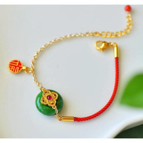 Lucky Series Jasper Safety Buckle Bracelet Red Rope S925 Sterling Silver Fu Brand Fine Ornament for Women