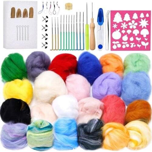 LMDZ Needle Felting Kit Wool Felting Tool Kit Felting Supplies with Felting Wool Roving Felt Needles Felting Pad for Felting