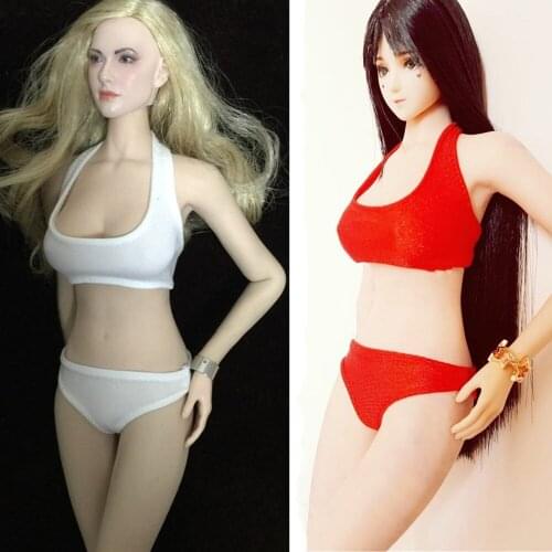 1/6 Scale Female Figure Clothes Underwear Clothing Red/White Colors Bikini Swimsuit Set model for 12'' Action Figure Body