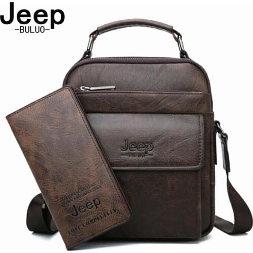 JEEP BULUO Men Messenger Bag High Quality Handbags Mans Black Business Split Leather Shoulder Bags For Men Tote 2019 New