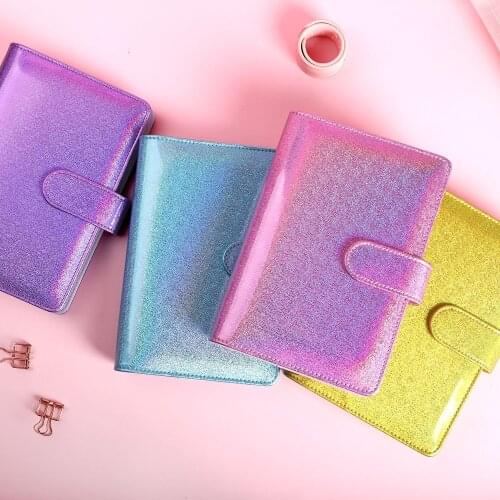 New A5/A6 PU Macaroon Laser Glittter Loose-Leaf Cover Binder Dairy Notebooks Hard Cover Refill Journal Travelers Notebook