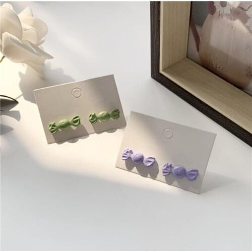 Cute Funny Green Purple Candy Shaped Stud Earrings Korean Sweet Bonbon Earrings for Women Girls Kids Ear Jewelry Gift Wholesale