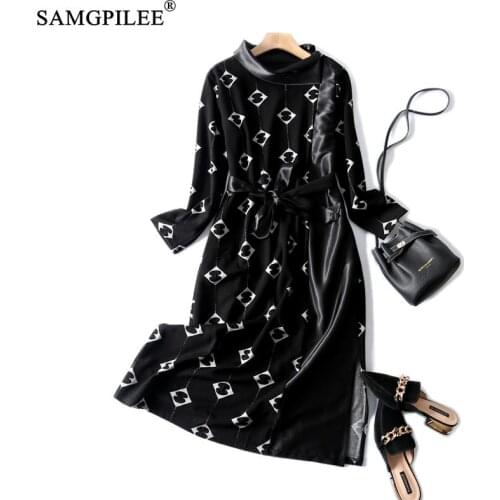Dresses For Women Party 2021 Casual Dress Korean Style A-line Print Full Sleeve Sashes Empire Ruffled Plus Size Woman Dress 4XL