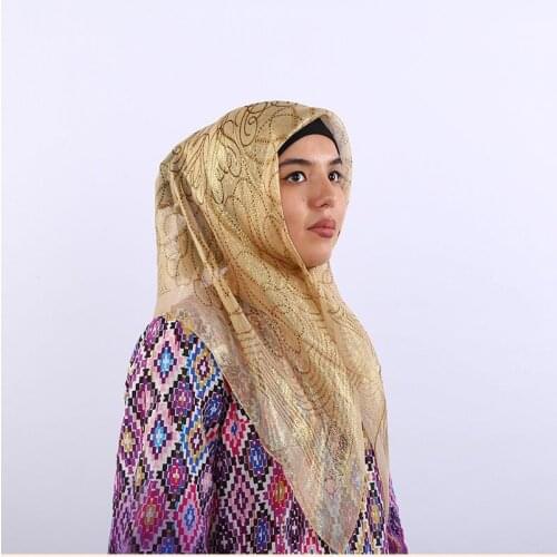 Promotion Sale! 100% Mulberry Silk Scarf Hijabs Ultralight Ladies Islamic Square Head Wraps Metallic Muslim Headscarf Turban