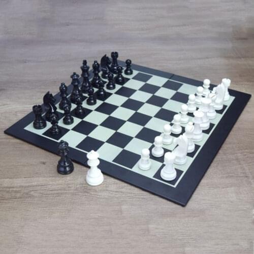 Chess Set Luxury Heavy Chessman PU Environmental Folding Chessboard Family Board Games For Children Adults Kids Birthday Gift