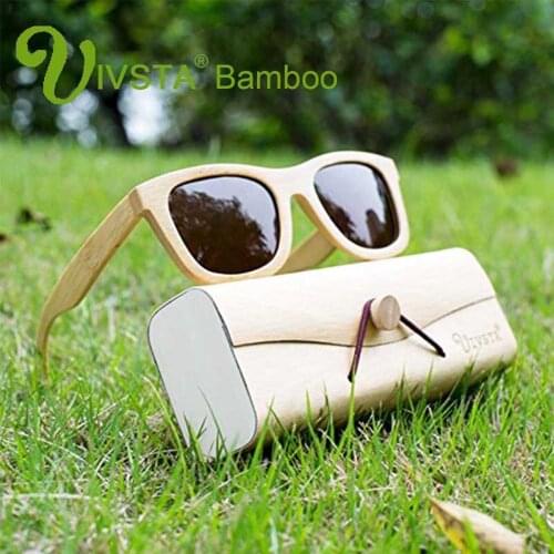 IVSTA Handmade Bamboo Sunglasses Men Bambu Polarized Lenses Wooden Real custom Women Mirror Natural Wood Sunglasses VB01