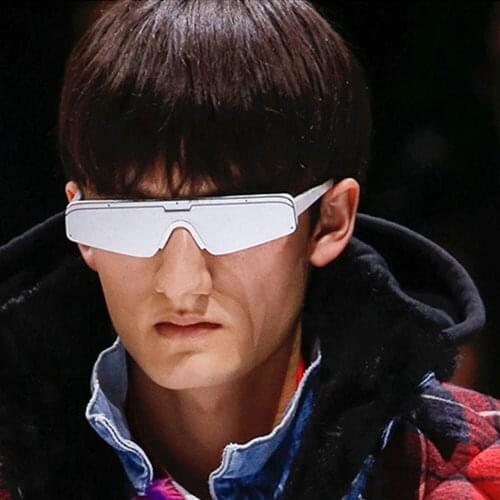 Brand Designer New 2019 Triangle Cat Eye Sunglasses Women Sun Glasses Men Modern Vintage One Pieces Goggles Mirror Oculos de sol