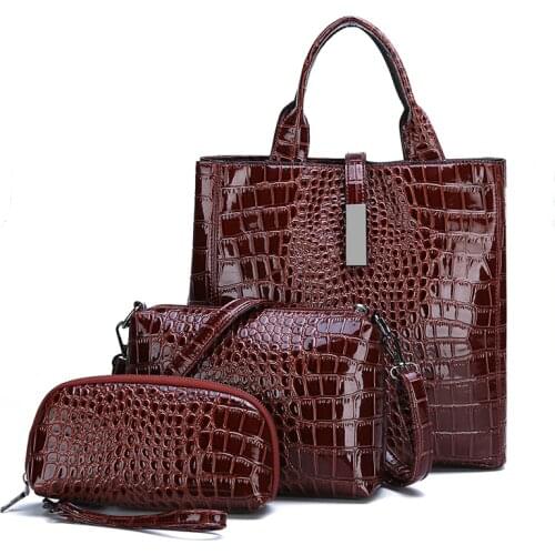 3pcs Leather Bags Alligator Handbags Women Famous Brand Shoulder Bag Female Casual Tote Women Messenger Bag Set Bolsas Feminina