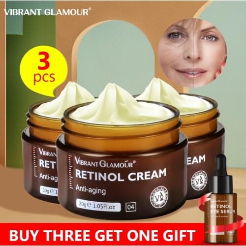 VIBRANT GLAMOUR Retinol Face Cream Anti Wrinkle Firming Lifting Improve Fine Lines Whitening Moisturizing Brightening Buy3 Get 1