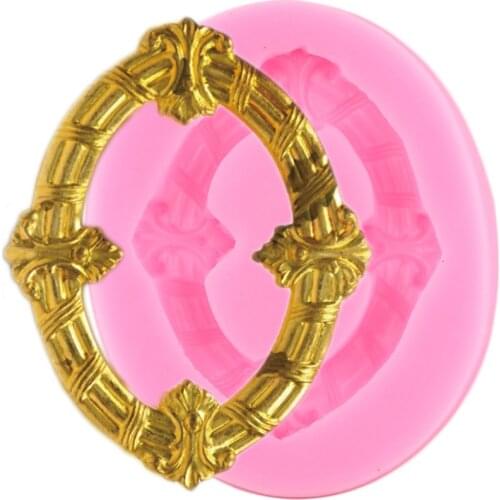 Mirror Frame Relief Silicone Mold Fondant Cake Decorating Tools Cupcake Topper Molds Chocolate Gumpaste Mould Candy Clay Moulds