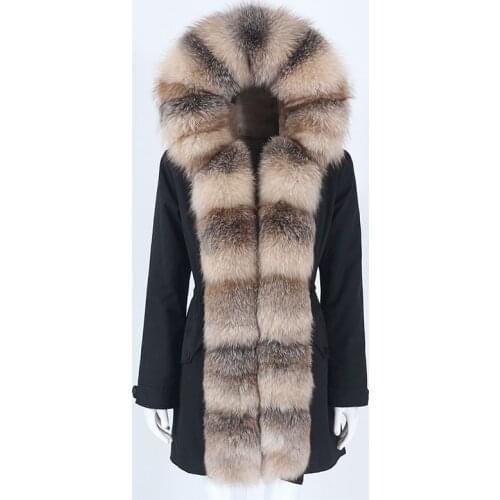 MENINA BONITA 2021 Waterproof Parka Real Fur Coat Winter Jacket Women Natural Fox Fur Collar Hooded Warm Detachable Outerwear