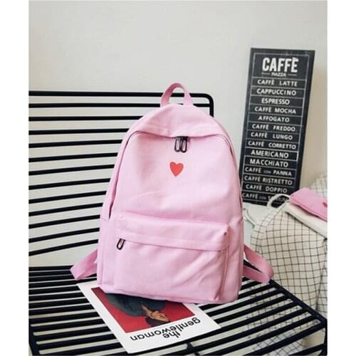 Women Backpack Korean Version School Bags Peach Heart Canvas Backpacks High Quality Woman Bags Mochilas Mujer