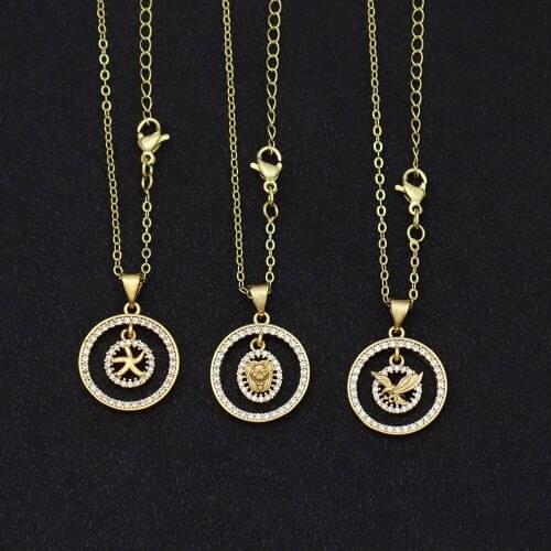 Gold Circle Ocean Starfish Statement Necklace Hiphop Rock Animal Lion Eagle Men Necklace Gold Color Fashion Chain Jewelry