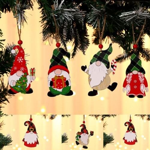 1PC Hanging Pendant Decorations Christmas Gnome Wooden Pendant Gnome Ornament Home Decoration