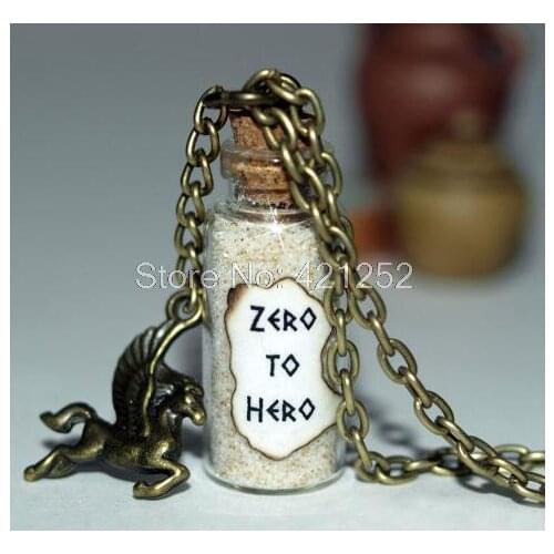 12pcs Hercules Zero to Hero Magic glass Bottle Necklace with a Pegasus Charm Inspired necklace