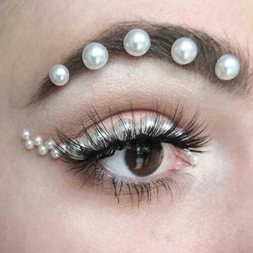 3D Pearl Fashion Women Tattoo Diamond Makeup Eyeliner Eyeshadow Face Sticker Jewel Eyes Makeup Crystal Eyes Sticker