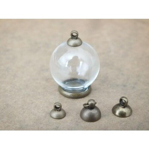 Free ship!! 10pcs/20x12mm Clear glass globe ball with different shapes bronze cap,DIY glass vial jewelry pendant
