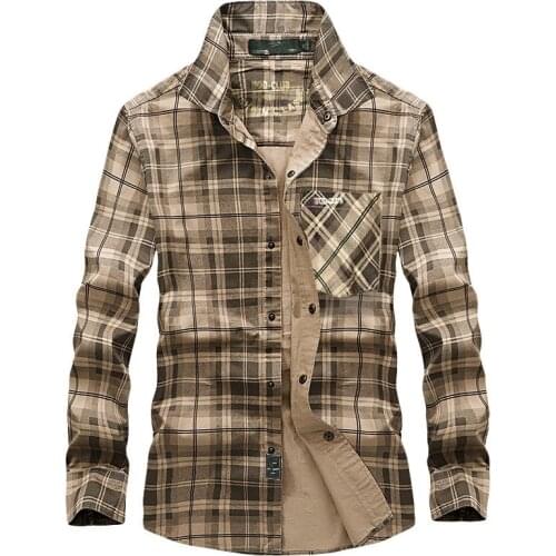 Brand Military Shirt Men Plaid Chemise Homme Cotton Casual Cargo Men Shirt long Sleeve Soft Breathable Camisa masculina