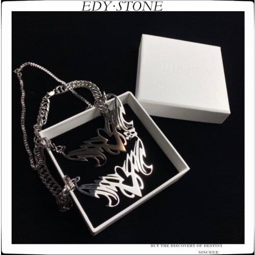 EDY 2021 New Punk Hip Hop Stainless Steel Winding Chain R Letter Pendant Cool Necklace For Women Men Girls Party Jewelry Gift
