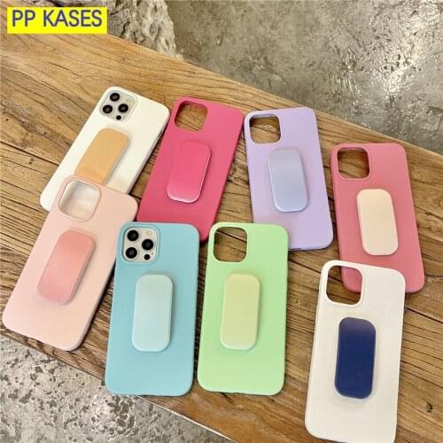 3D Macaron Push Pull Bracket Cute Candy Color Stand Phone Case For iPhone 11 12Promax Mini XR XS Max 7 8Plus SE 20 Cover Funda