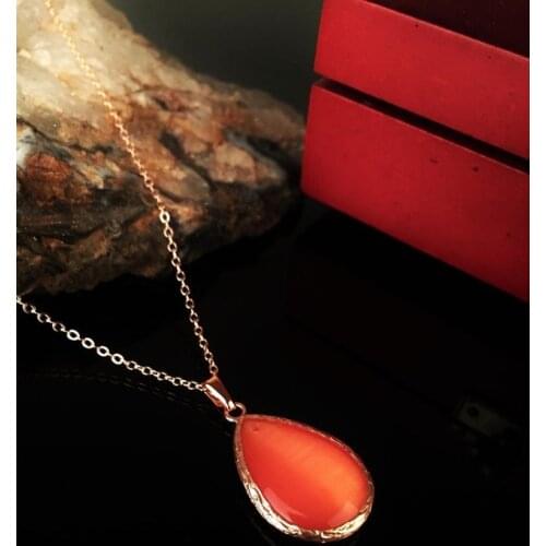 Dr Stone Natural Stone Women 'S Cat 'S Eye Stone rose gold plated Necklace KR 372867421